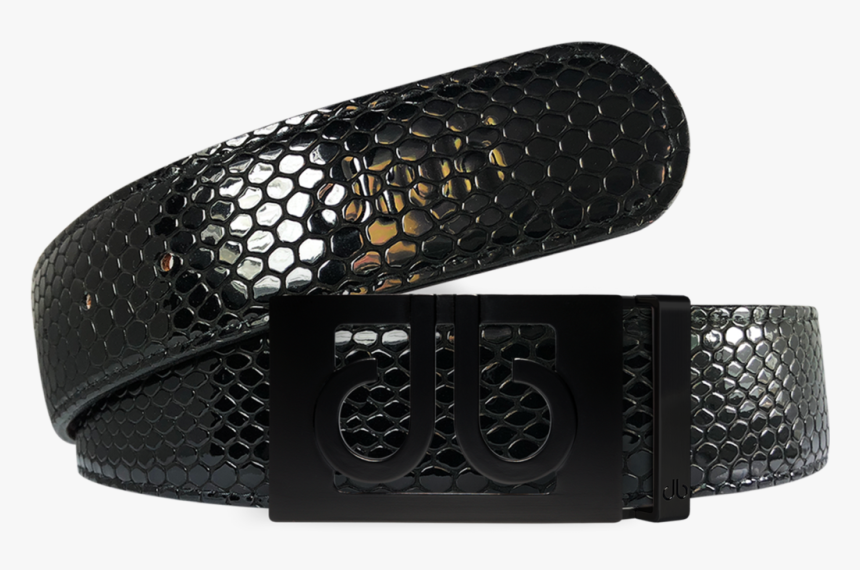 Black Snakeskin Texture Leather Belt With Matte Classic - Belt, HD Png Download