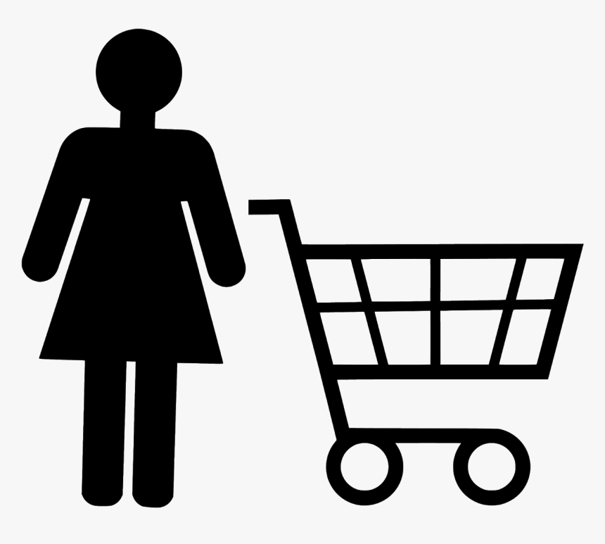 Illustration Of Woman And Shopping Cart - Woman Silhouette Shopping Logo, HD Png Download