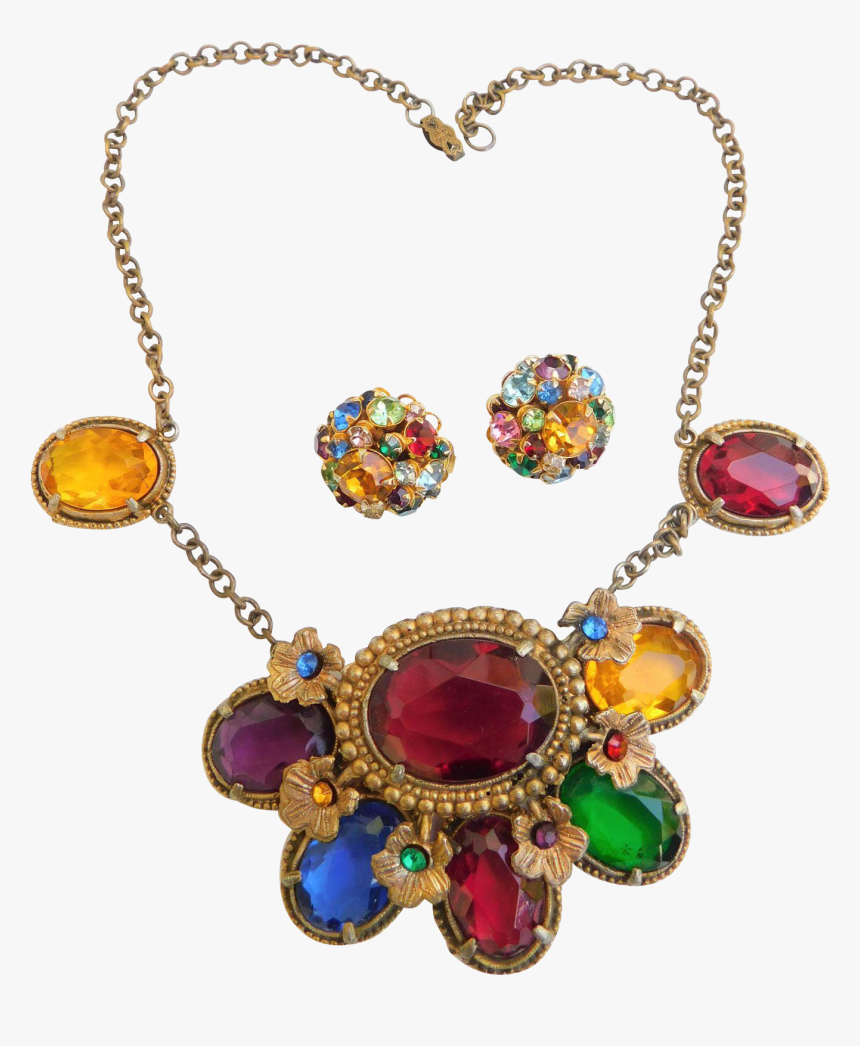 Fabulous Art Deco Moghul Royal Jewels Chunky Necklace - Necklace, HD Png Download