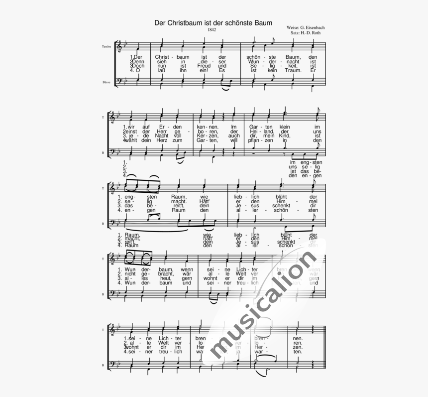 Roth, H - - D - 
 - El Arbol De Navidad - Coro&gt - - Partitura De Arbolito De Navidad, HD Png Download