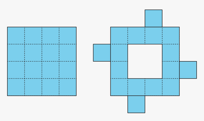The First Is A Square Comprised Of 16 Small Squares - Does The Area Of Her New Figure Compare With That Of, HD Png Download