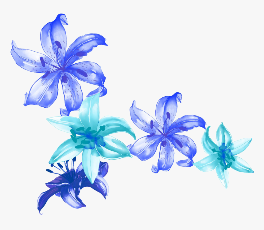 Blue Watercolor Painting Petal Illustration - Background Images Psd Format Free Download, HD Png Download