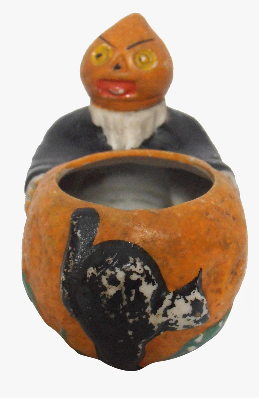 Halloween Candy Container Jack O Lantern Black Cat - Earthenware, HD Png Download