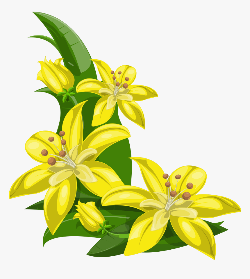 Lily Flowers Clipart At Getdrawings - Clipart Yellow Flowers Border, HD Png Download