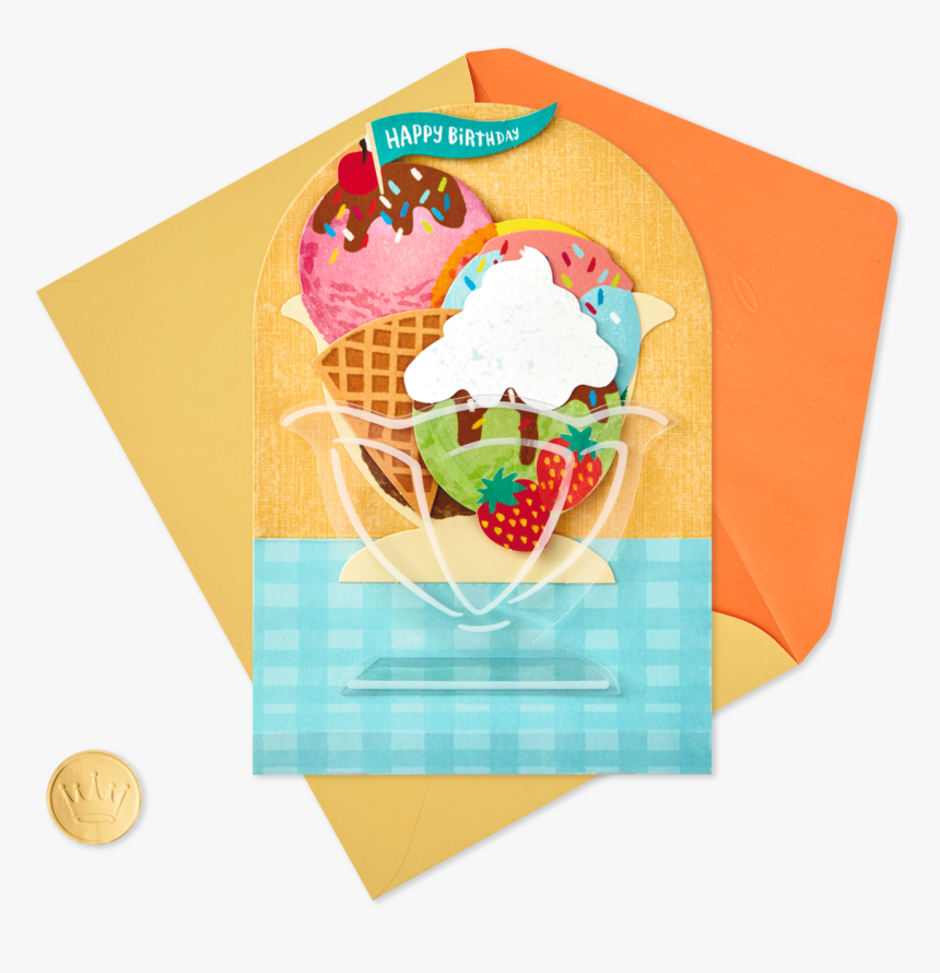 Ice Cream Sundae Pop Up Birthday Card Clipart , Png - Gelato, Transparent Png