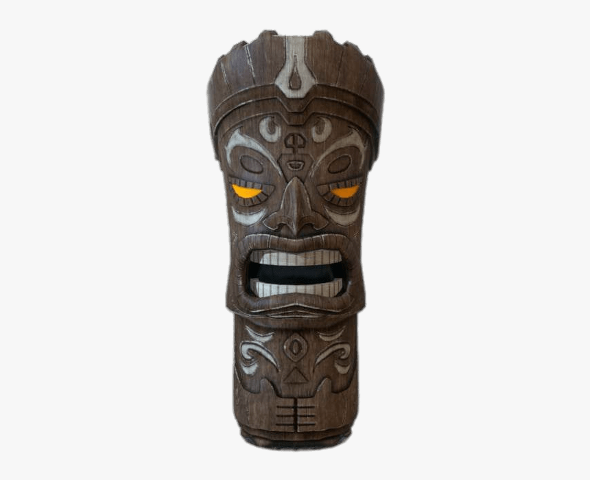 Tiki Head With Yellow Eyes - Carving, HD Png Download