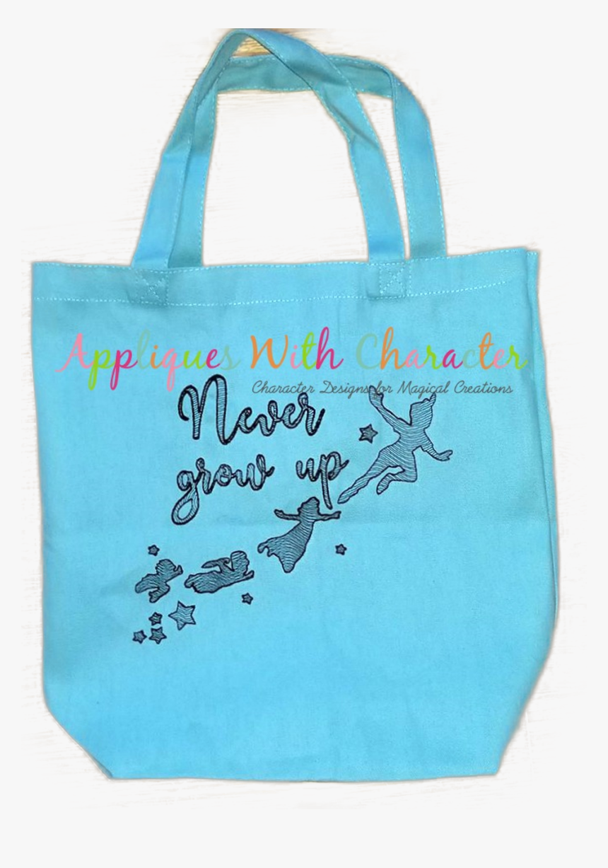 Peter Pan Never Grow Up Bean Stitch Design - Tote Bag, HD Png Download