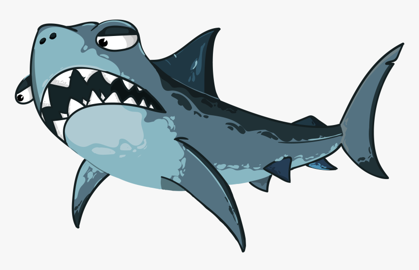 Angry Shark, Sea Animals - Weisser Hai Gezeichnet, HD Png Download