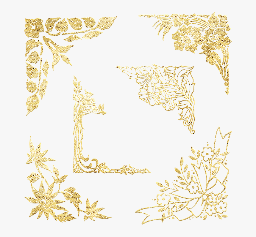 Gold Foil Corners, Garnishes, Corner Fillers - Corner Gold Floral Png, Transparent Png