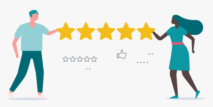 Characters Holding A Five Star Rating Illustrating - Online Review, HD Png Download