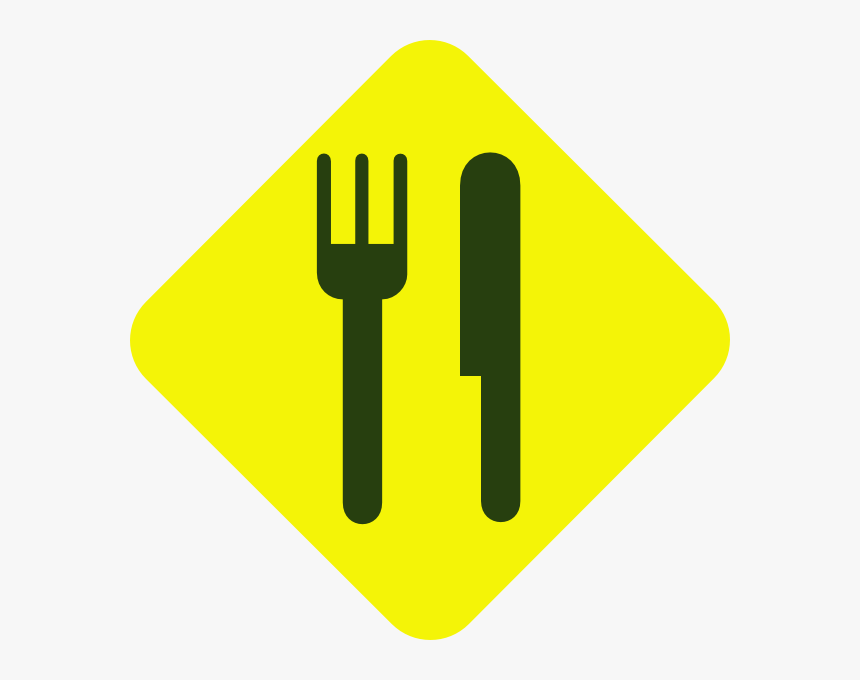 Yellow And Green Knife And Fork Diagonal Svg Clip Arts - Traffic Sign, HD Png Download