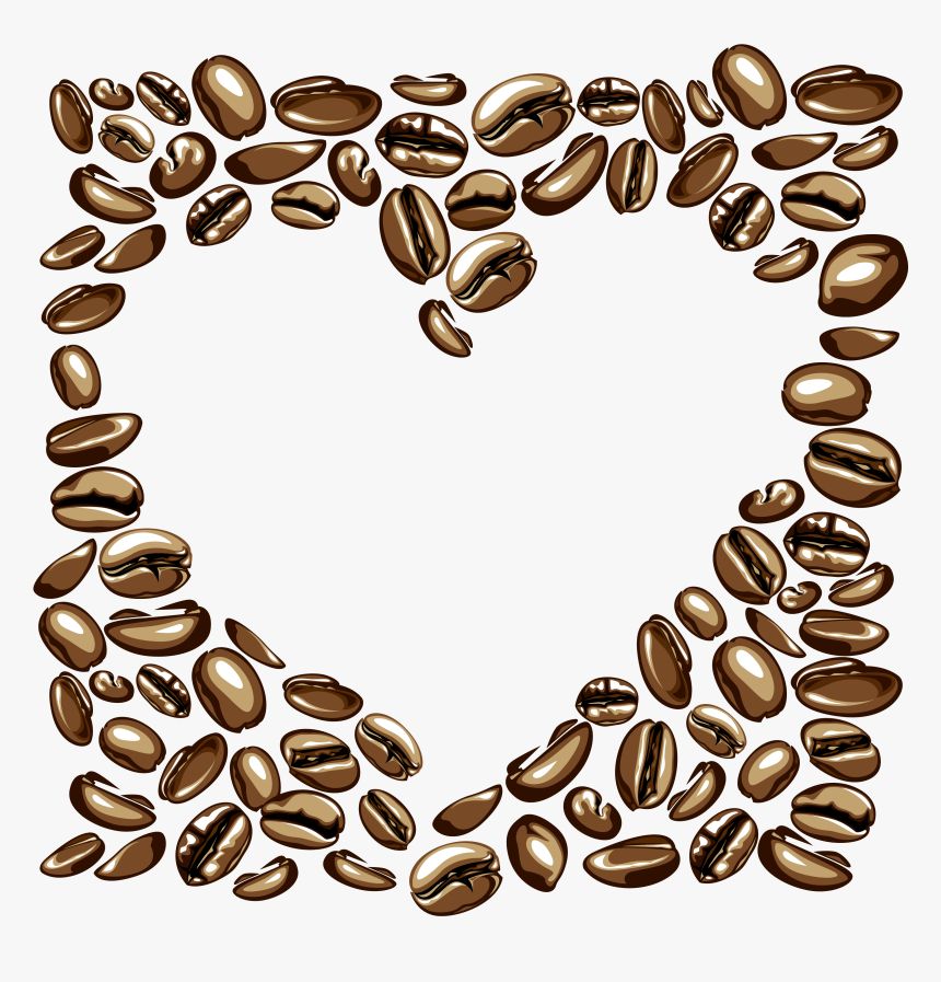 Vector Heart-shaped Peach Shade Coffee Beans 3333*3333 - Transparent Coffee Beans Heart Png, Png Download