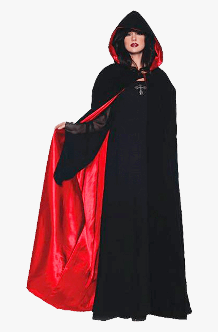Black/red Deluxe Velvet Cape - Black Velvet Hooded Cape, HD Png Download