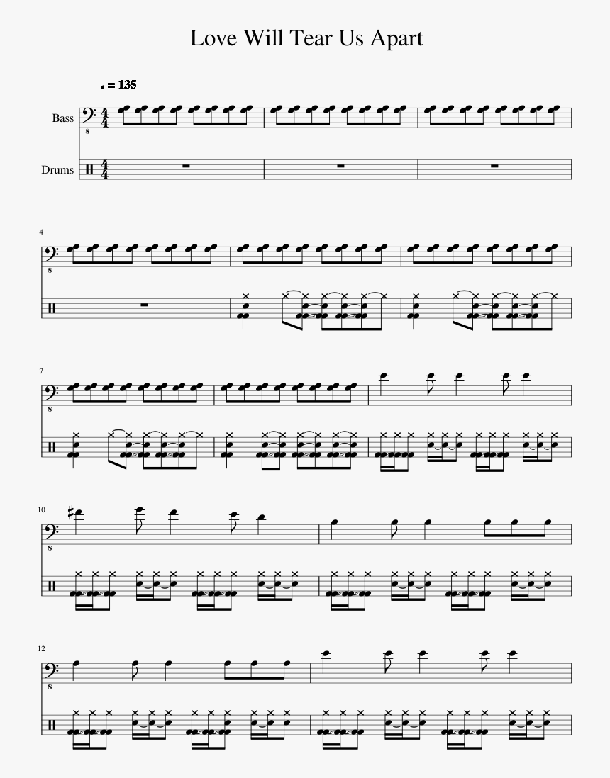 Sheet Love Will Tear Us Apart, HD Png Download