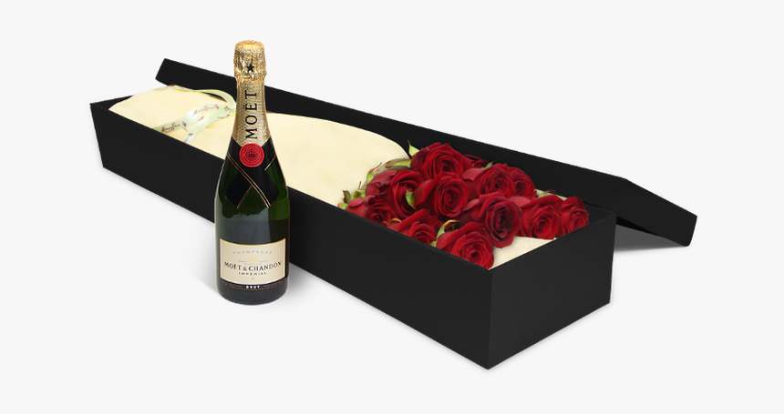 12 Red Roses With Moet - Champagne, HD Png Download