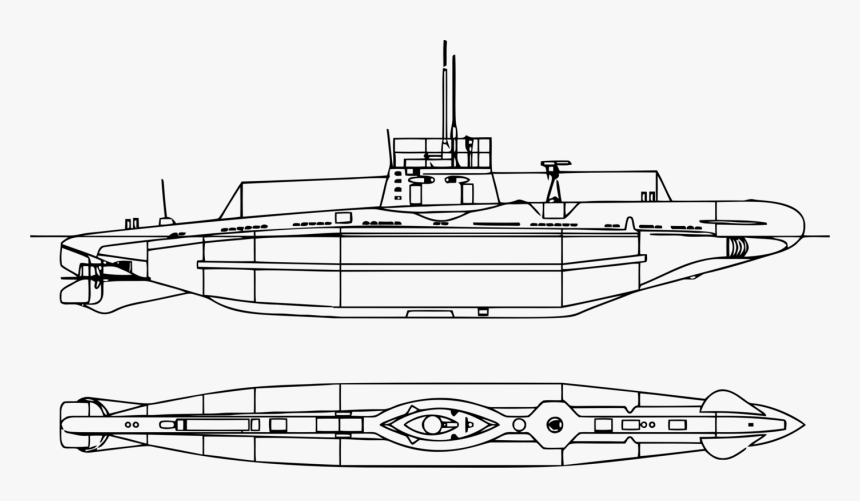 Line Art,watercraft,angle - Submarine Lineart, HD Png Download