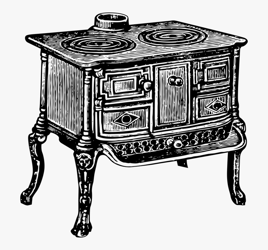 Vintage Stove, Wood Burning Stove, Cast Iron, Stove End Table, HD Png
