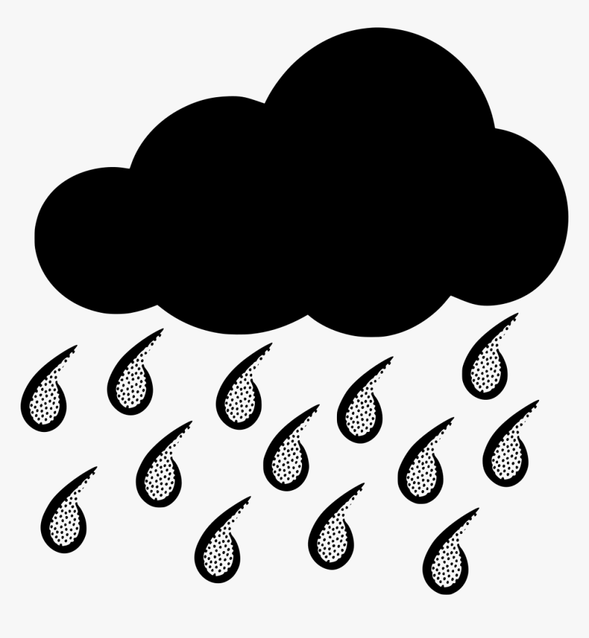 Clipart Of Rainy Weather Black And White, HD Png Download