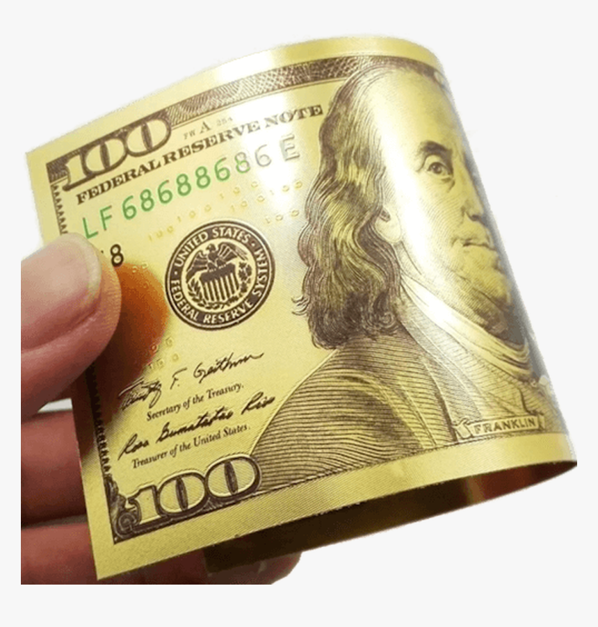 $100 Franklin Colorized Gold Foil Polymer Replica Banknote, HD Png Download