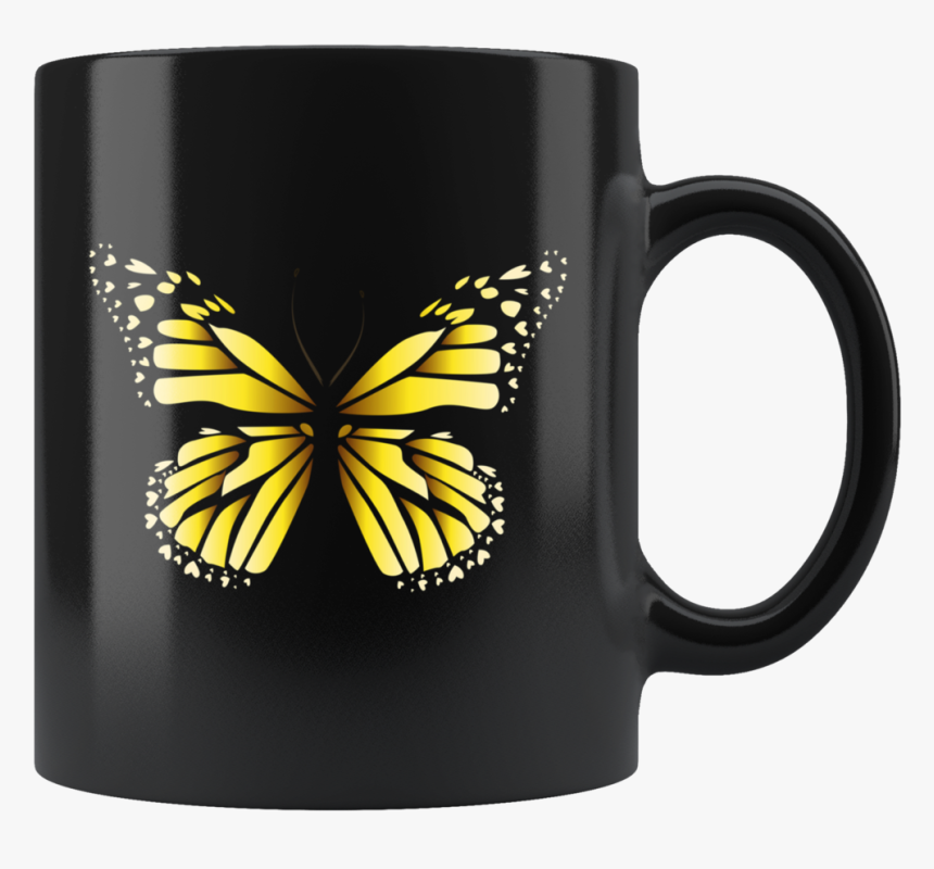 Beautiful Yellow Butterfly Mug Yellow Butterfly Drinkware - Monarch Butterfly On Transparent, HD Png Download
