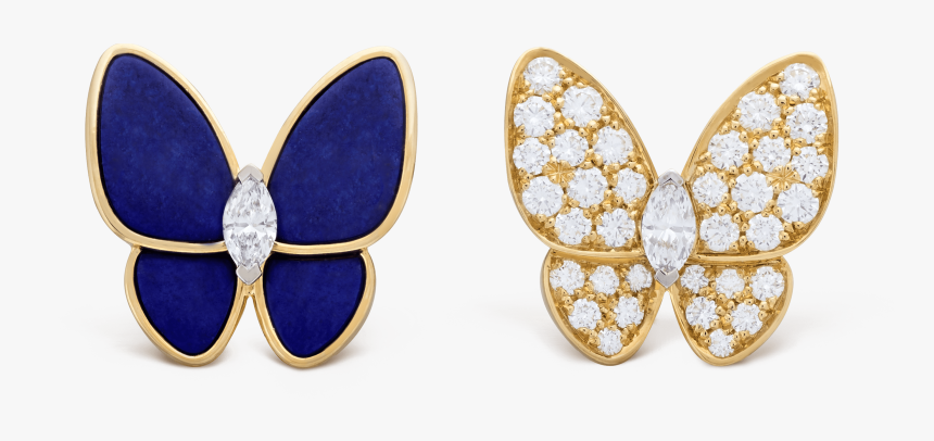 Two Butterfly Earrings, - Van Cleef Butterfly Earrings, HD Png Download