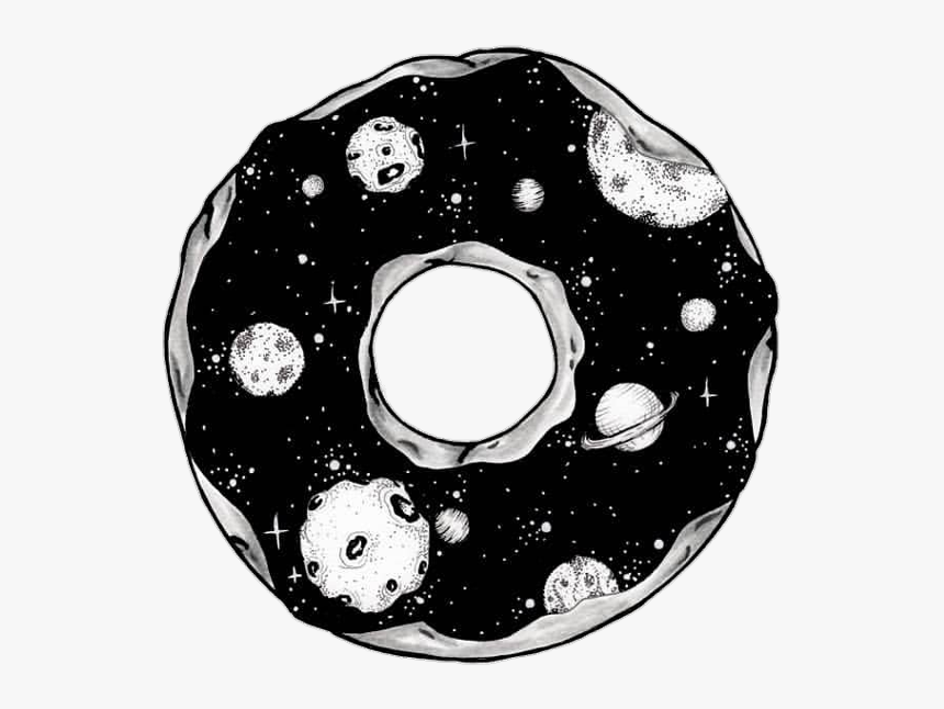 #donuts #galaxy #planet #blackandwhite #tumblr - Donut Planet Black And White, HD Png Download