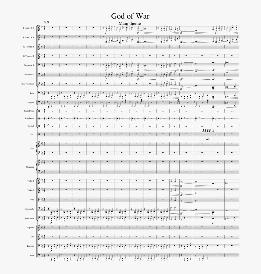 God Of War Theme Notes, HD Png Download