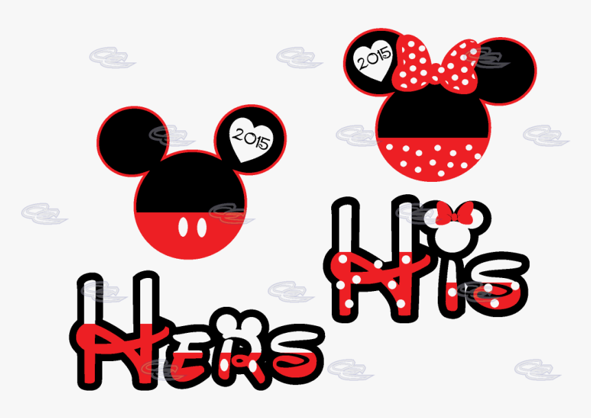 His Hers Mickey Minnie Mouse Head With Custom Names - Disney's Fairy Tale Weddings & Honeymoons, HD Png Download