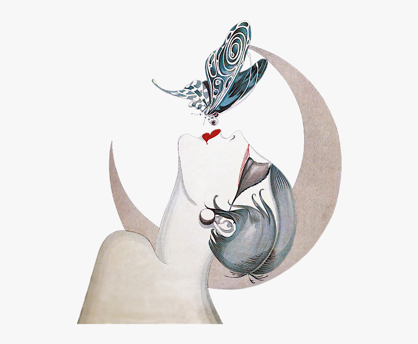 Art Deco Woman With Butterflies, HD Png Download