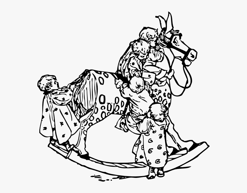 Toddlers On A Rocking Horse Svg Clip Arts - Hobby Horse Coloring, HD Png Download