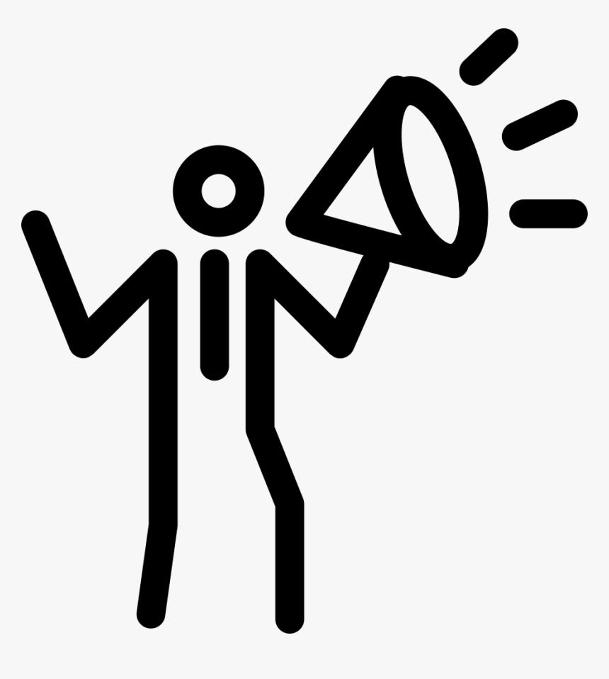 Person With Speaker Making Announcement Outline Inside - Person Making Announcement, HD Png Download
