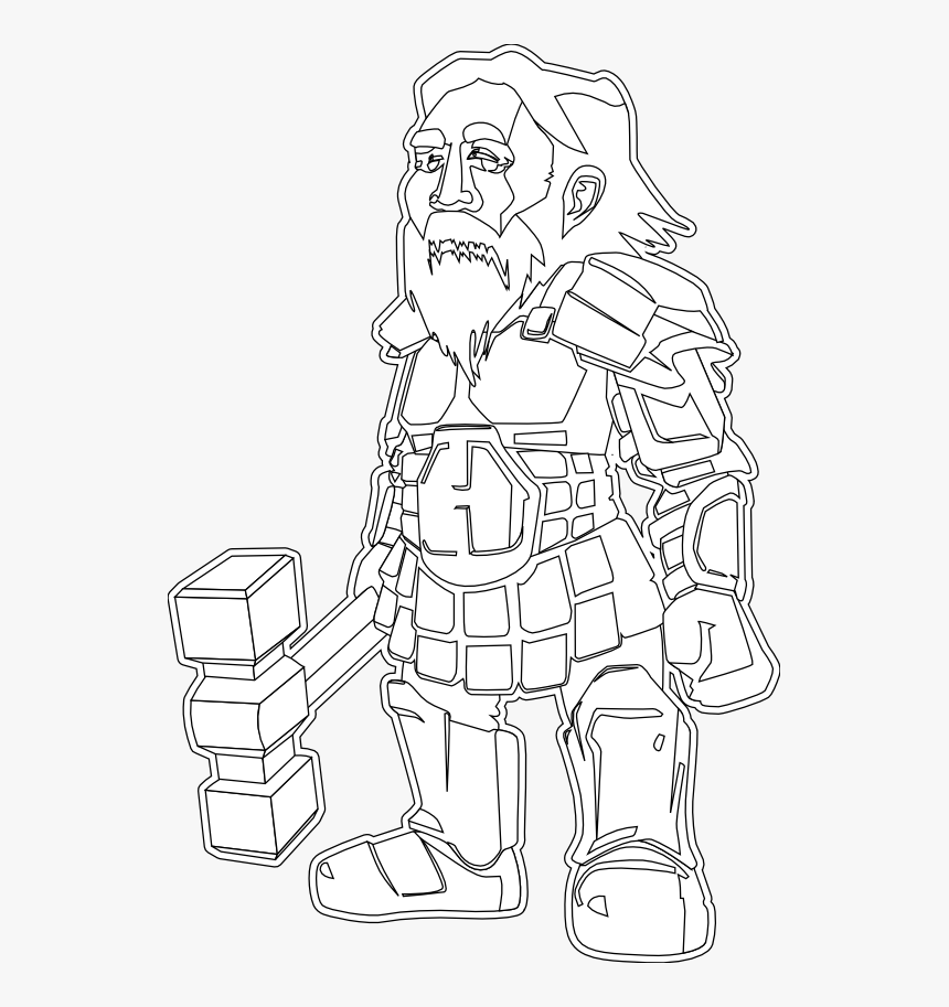Dwarf Warrior Black White Line Art Christmas Xmas Toy - Illustration, HD Png Download