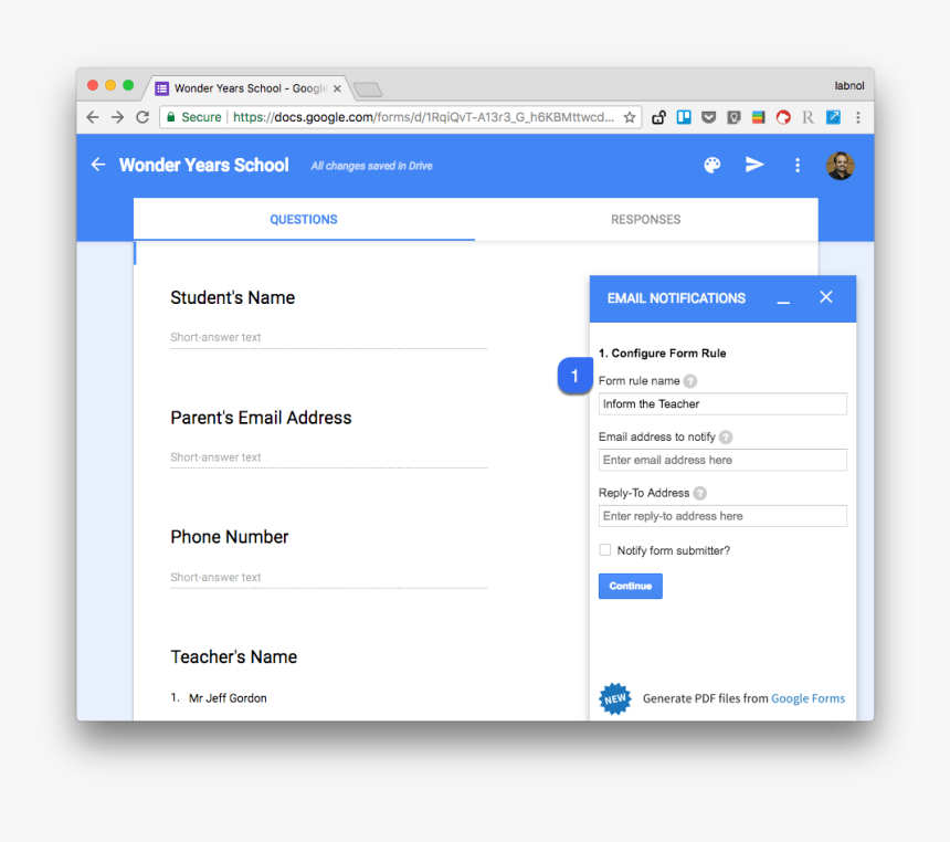 Google Forms Email Rule - Form Notifications Google Forms, HD Png Download