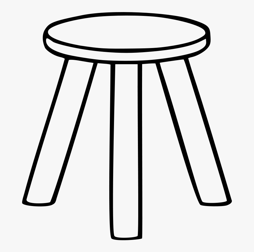 Clipart Of A Three Legged Stool - Three Legged Stool Drawing, HD Png Download