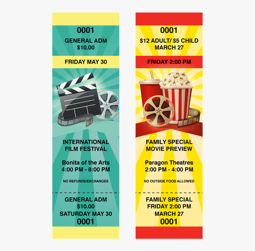 Transparent Movie Ticket Png - Food Festival Ticket Designs, Png Download