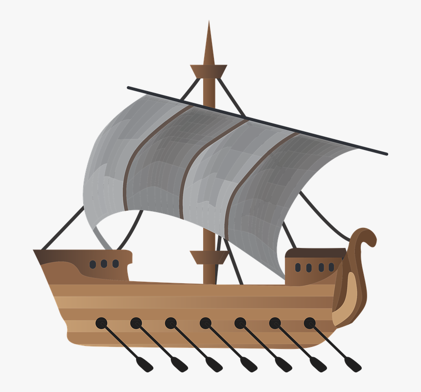 Sailboat, Ship, Rowing, Boat, Sea, Sail, Travel - Roman Ship Clipart, HD Png Download