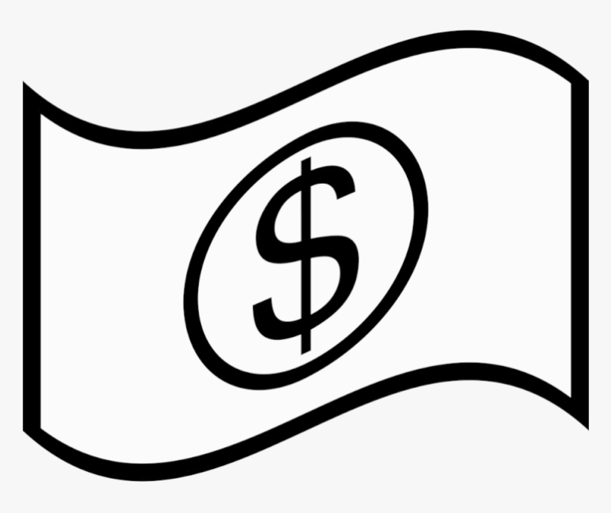 Bill One Dollar Clip Art Black And White Transparent - Dollar Bill Clip Art Black And White, HD Png Download