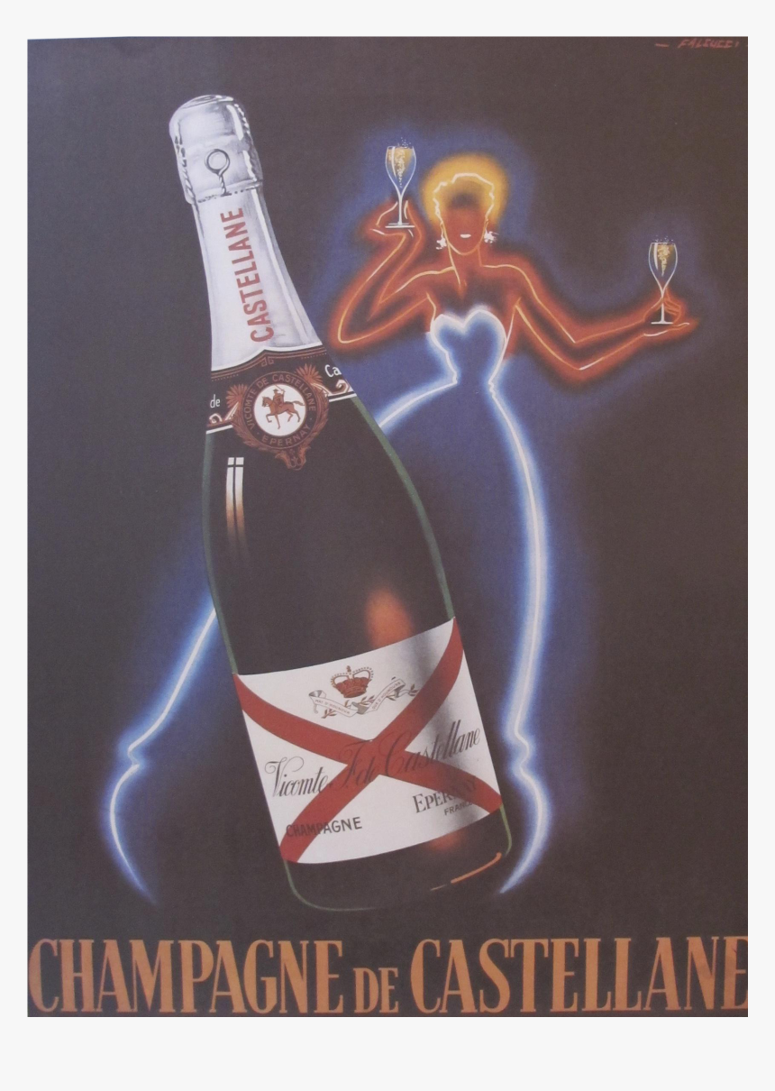 Original Vintage Champagne De Castellane Poster By, HD Png Download