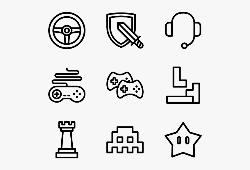 Linear Game Design Elements - Hand Drawn Social Media Icons Png, Transparent Png