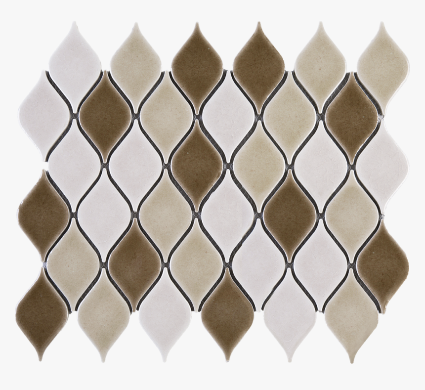 Tear Drop Pattern White And Brown Ceramic Mesh Mounted - Tile, HD Png Download