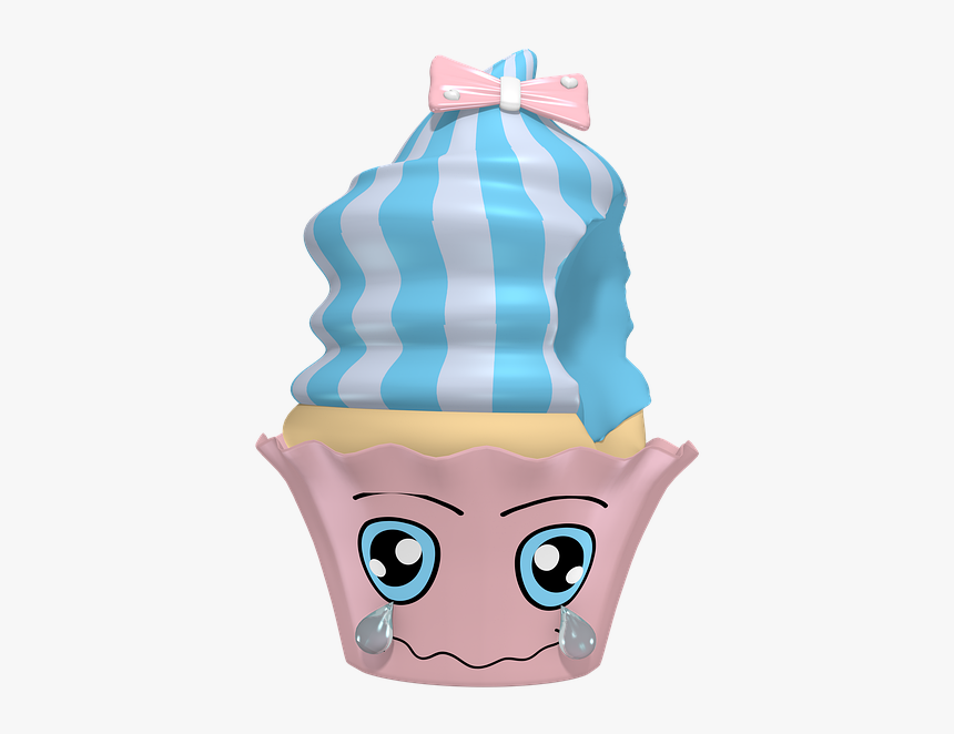 Cupcake, Cake, Kawaii, Emoticon, Cute, Muffin, Sad - Cartoon, HD Png Download