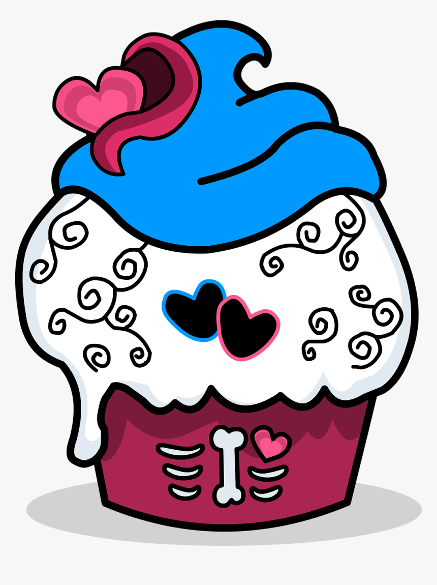 Zombie Sugar Skull Free Picture - Cupcakes And Sugar Skull Art, HD Png Download