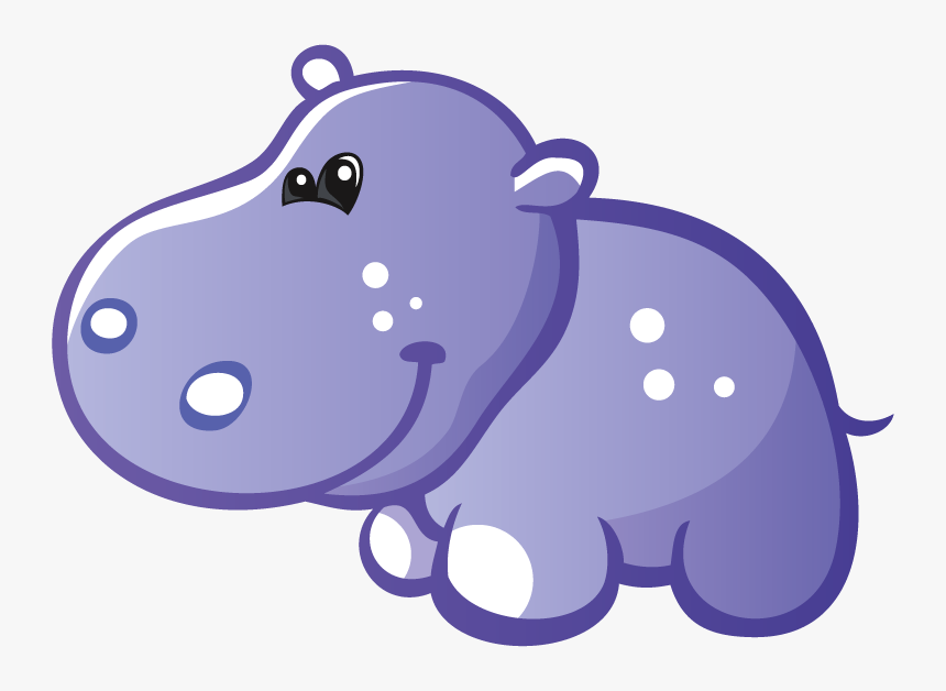 Animalitos De Zoologico Y Safari , Png Download - Cute Baby Cartoon Hippo, Transparent Png