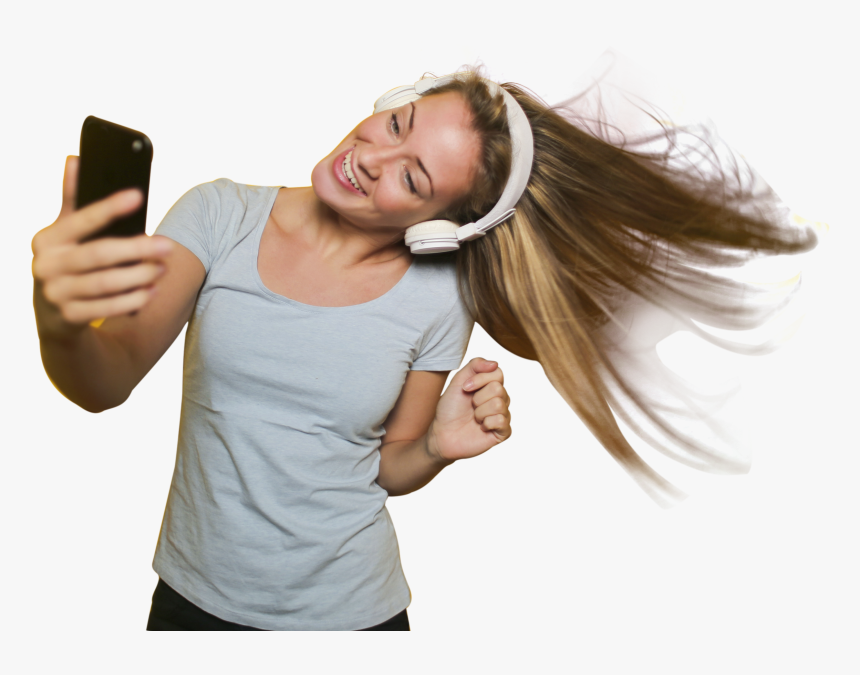Girl Taking Selfie With Listening Music Png Image - Girl Taking Selfie Png, Transparent Png