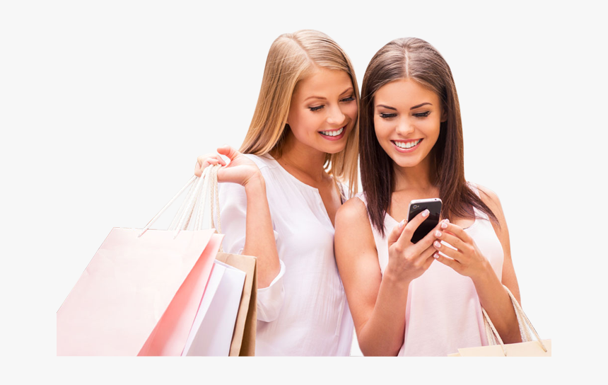 Clip Art Two Happy Shopping Woman - Happy Shopping Girl Png, Transparent Png
