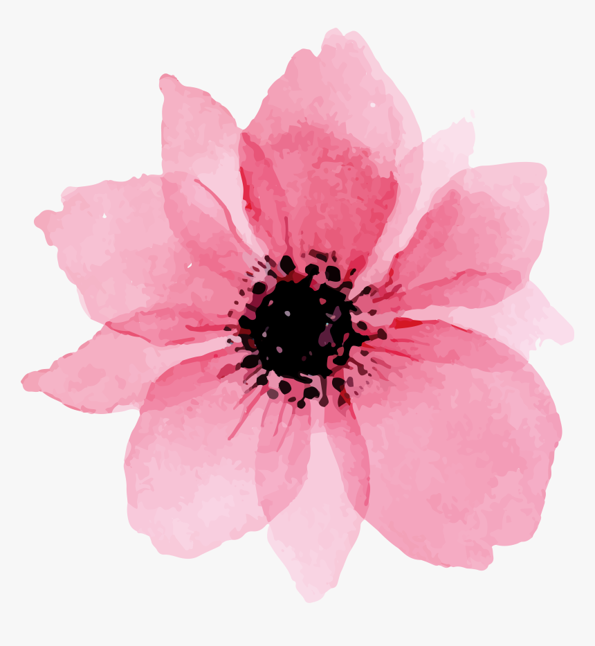 Pink Lovely Watercolor Flowers Png Download - Pink Flower Watercolor Png, Transparent Png