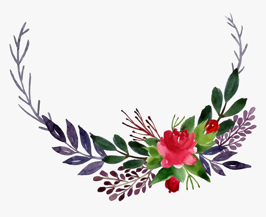 Corner Transparent Watercolor Floral - Flowers And Leaves Clipart, HD Png Download