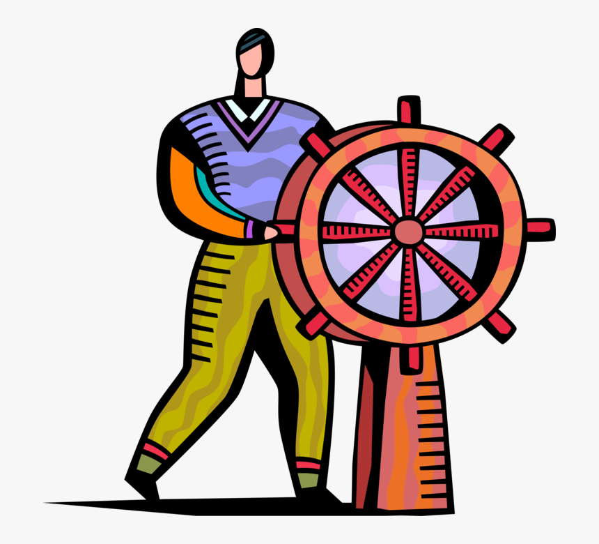 Vector Illustration Of Businessman Ship Captain Steers, HD Png Download