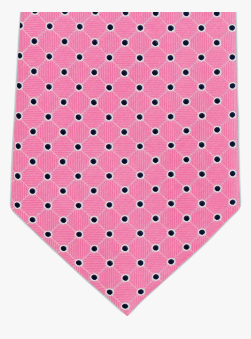 100% Silk Extra Long Pink And Navy Polka Dot Tie For, HD Png Download