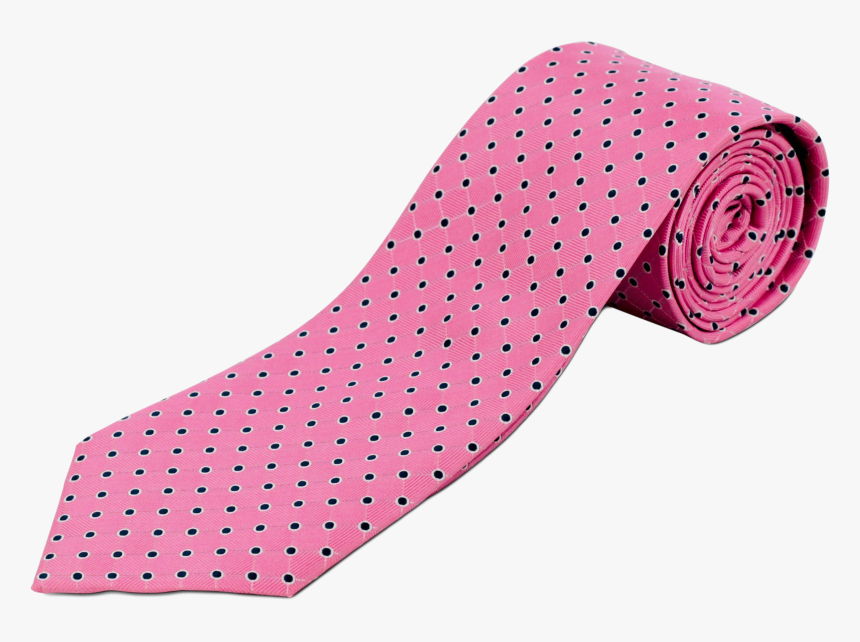 100% Silk Extra Long Pink And Navy Polka Dot Tie For - Polka Dot, HD Png Download